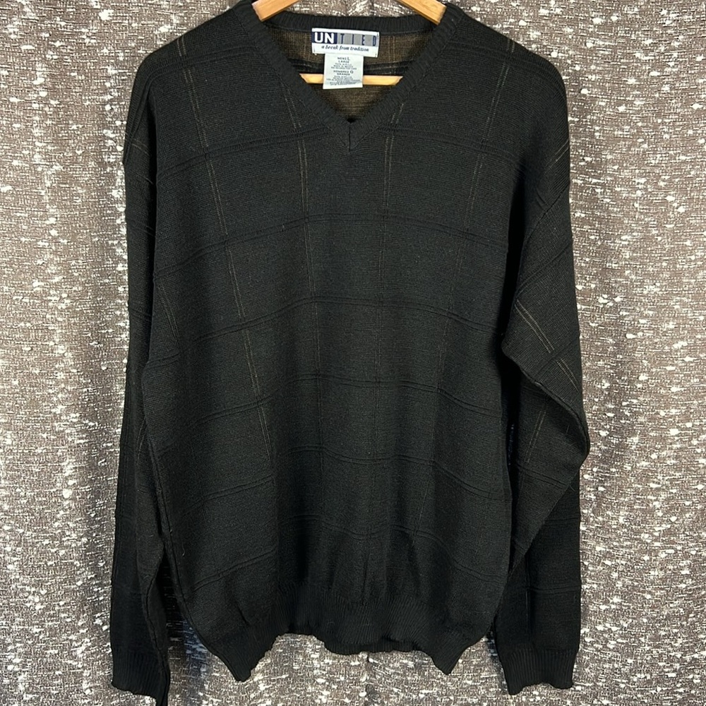Vintage Untied V-Neck Knit Sweater, Men's‎ Size Large